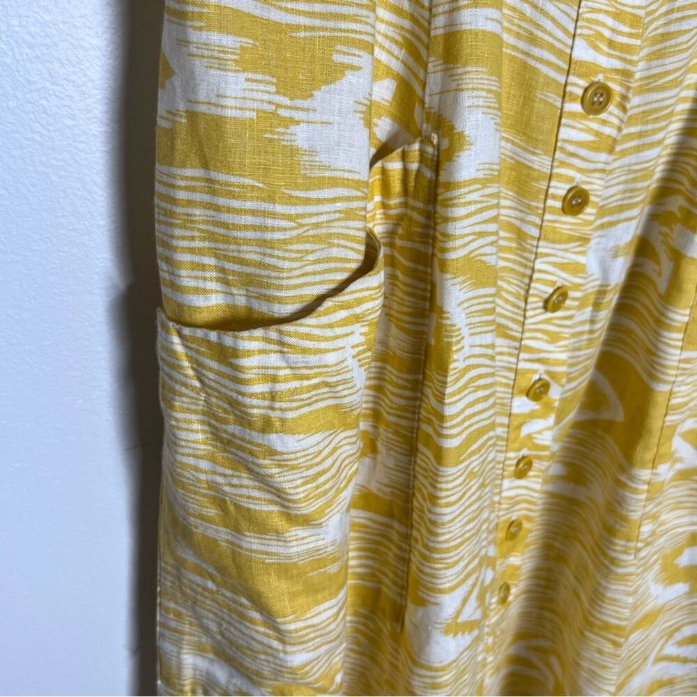Reformation Canon Linen Midi Dress Button Front in Yellow Grain Sz 6 - Picture 4 of 7